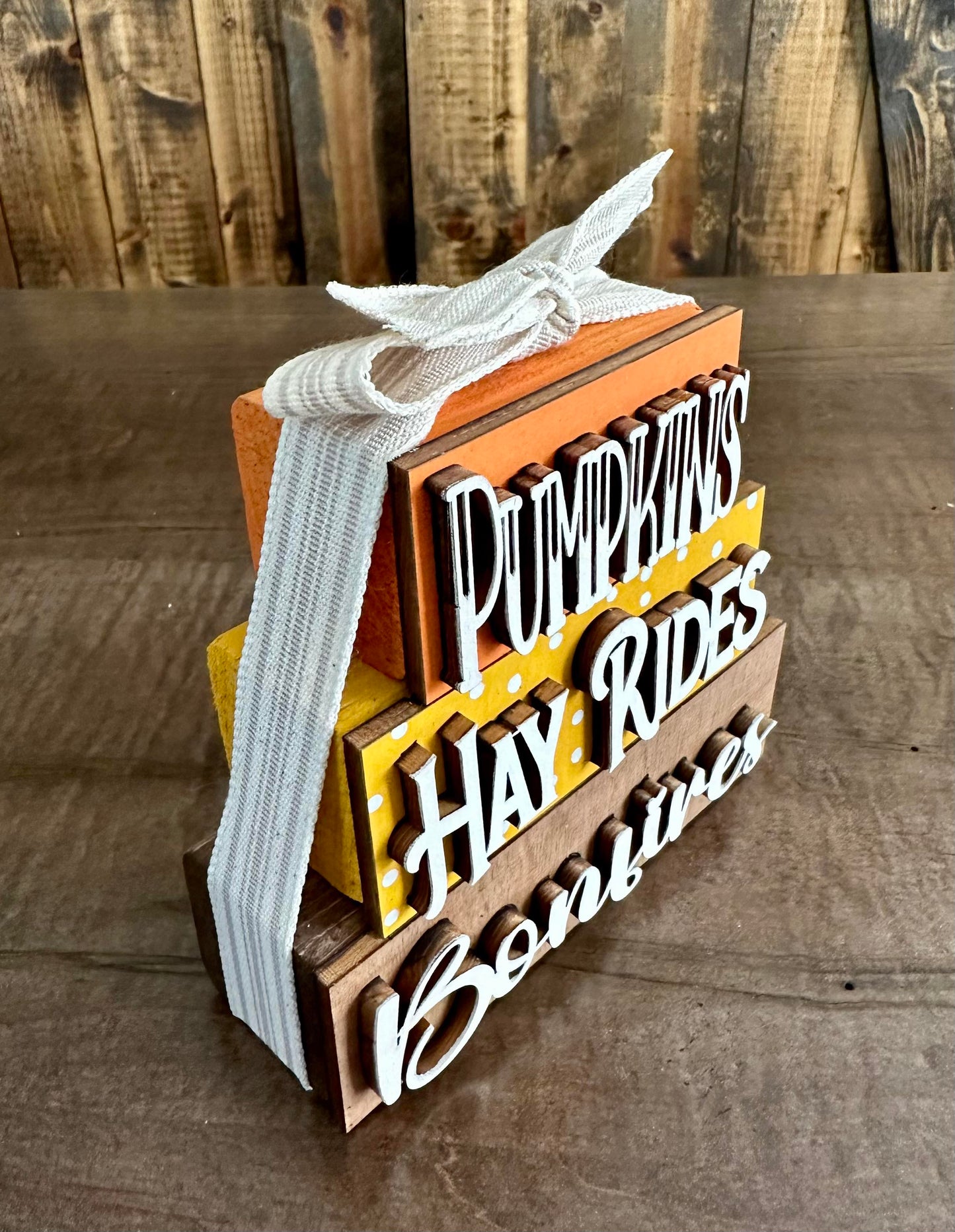 3D Boxy Book Stack - Pumpkins Hayride Bonfire