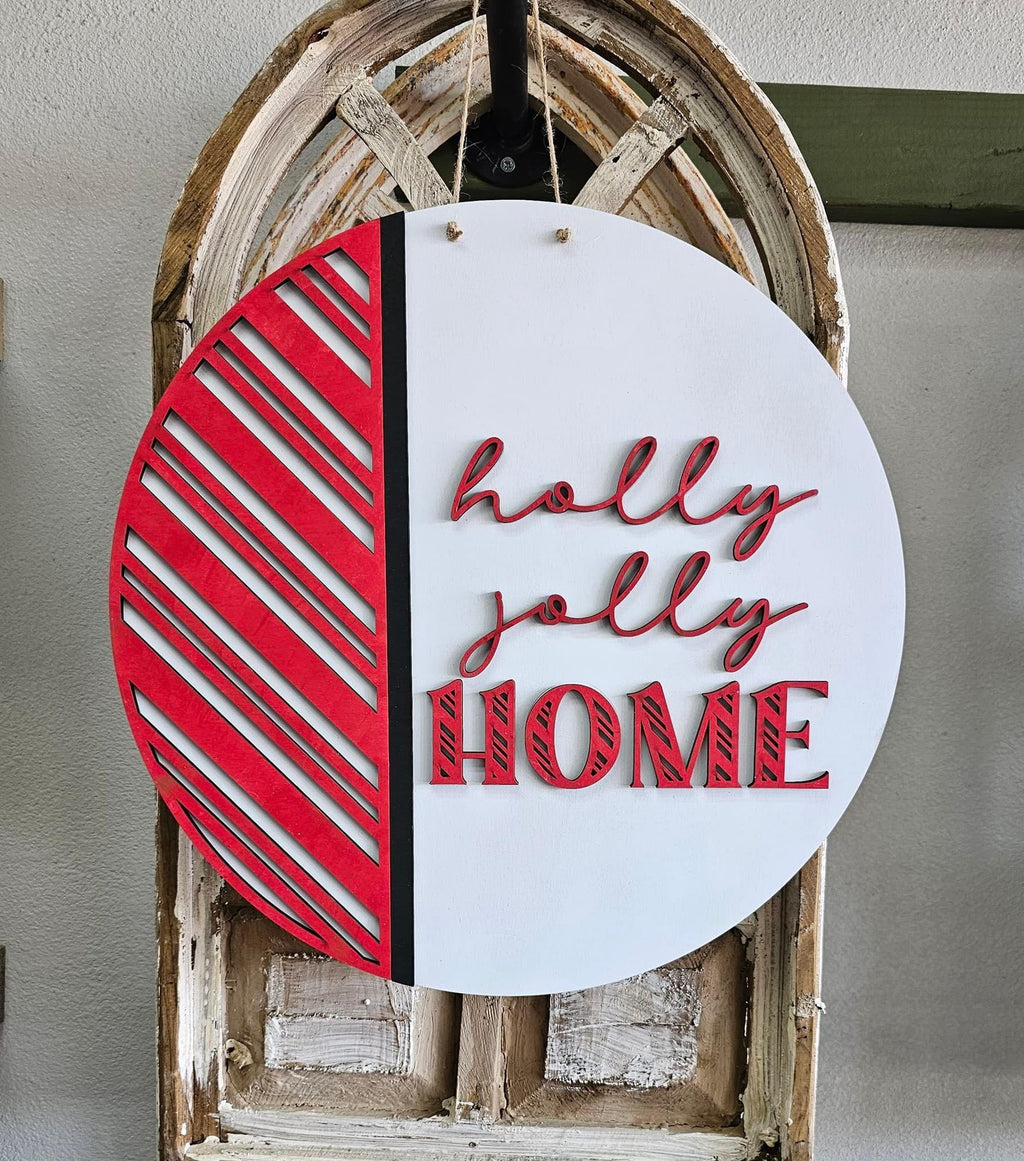 3D Door hanger - Holly Jolly Home Side Split
