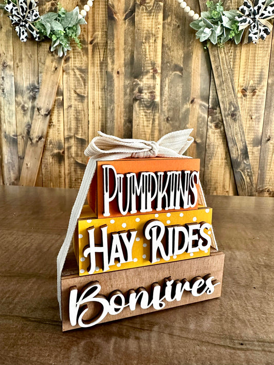 3D Boxy Book Stack - Pumpkins Hayride Bonfire
