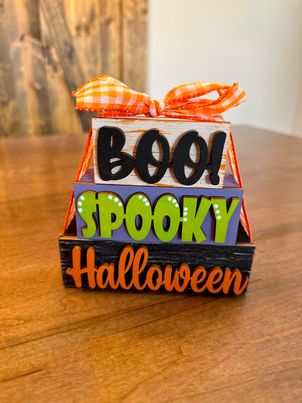 3D Boxy Book Stack - Boo Spooky Halloween