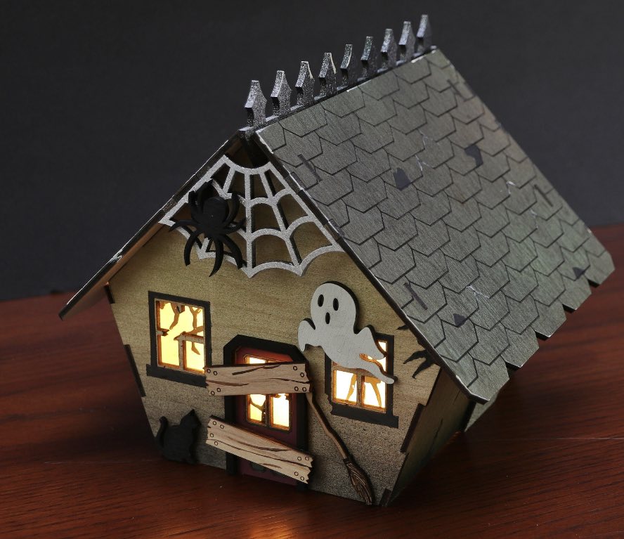 3D Haunted House with Ghost and Spider