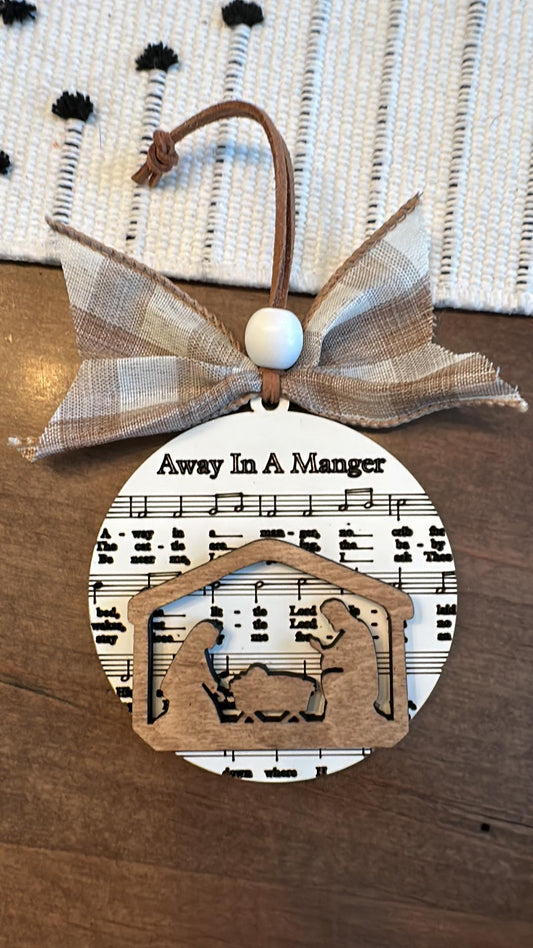Ornament- Away in a Manger with Manger