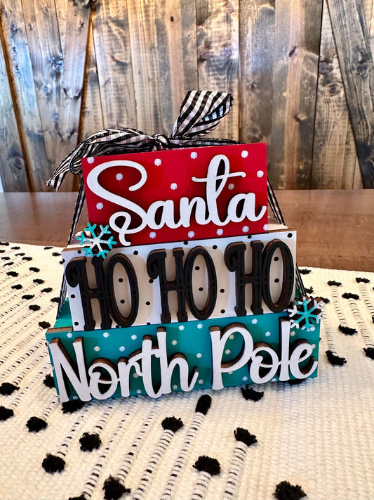 3D Boxy Book Stack - Santa Ho Ho Ho North Pole