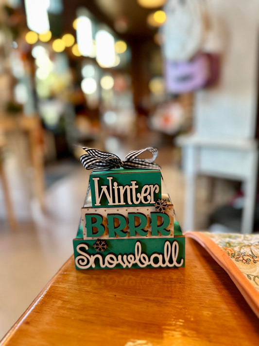 3D Boxy Book Stack - Winter Brrr Snowball