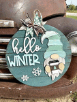 3D Door hanger - Hello Winter Gnome with Coffee