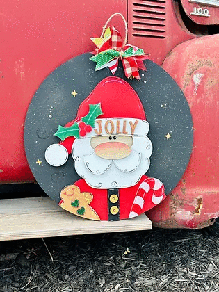 3D Door hanger - Santa with Gingerbread man and candy cane
