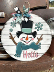 3D Door hanger - Hello with Happy Snowman
