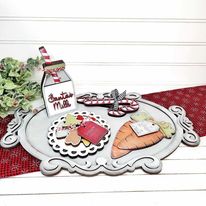 3D Vintage Serving platter with Santa's ilk and Cookie set