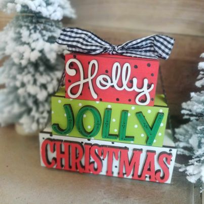 3D Boxy Book Stack - Holly Jolly Christmas