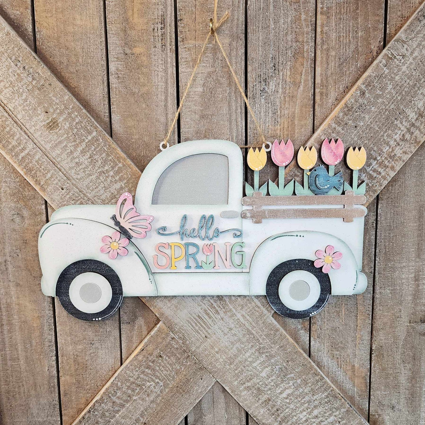 3D Mini hanger - Hello Spring Truck with Flowers