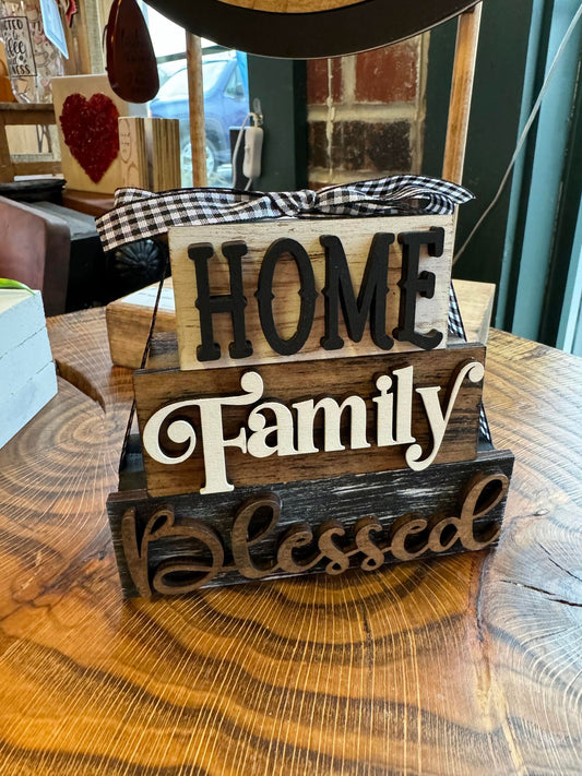 3D Boxy Book Stack - Home Family Blessed