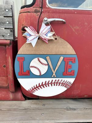 3D Door hanger Love Baseball