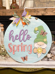 3D Door hanger Hello Spring with Spring Gnome