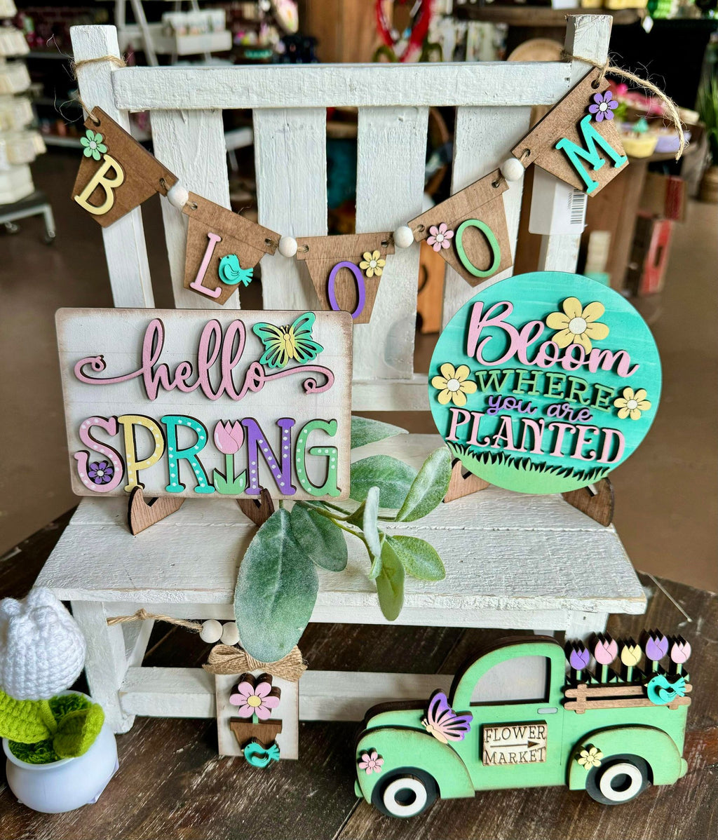 3D Tiered Tray Decor - Hello Spring Bloom where you are planted