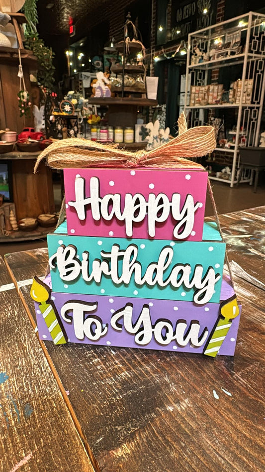3D Boxy Book Stack - Happy Birthday to you