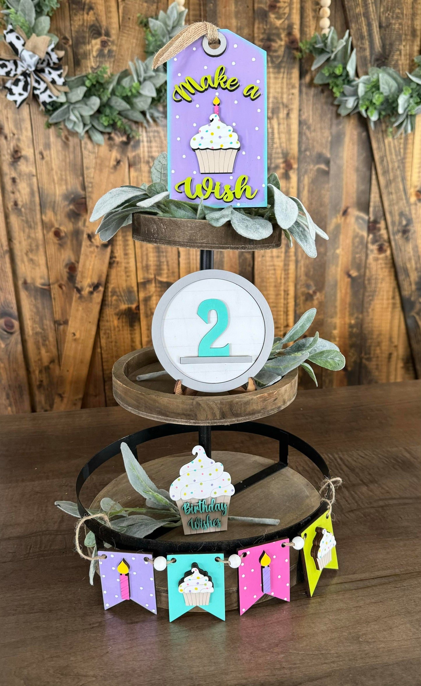3D Tiered Tray Decor - Birthday Wishes