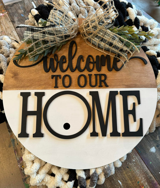 3D Interchangeable Doorhanger Welcome to our Home BASE