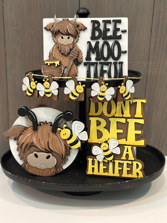 3D Tiered Tray Decor - Cow with Bee