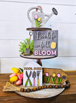 3D Tiered Tray Decor - Spring Live life in full bloom