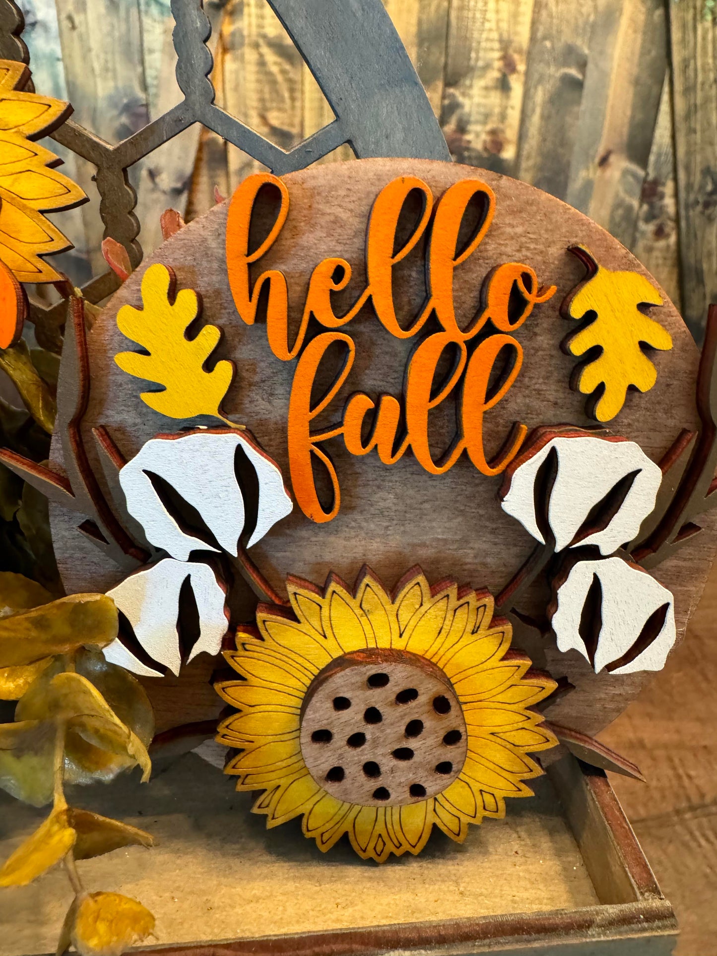 3D Tiered Tray Decor - Pumpkin Sunflower