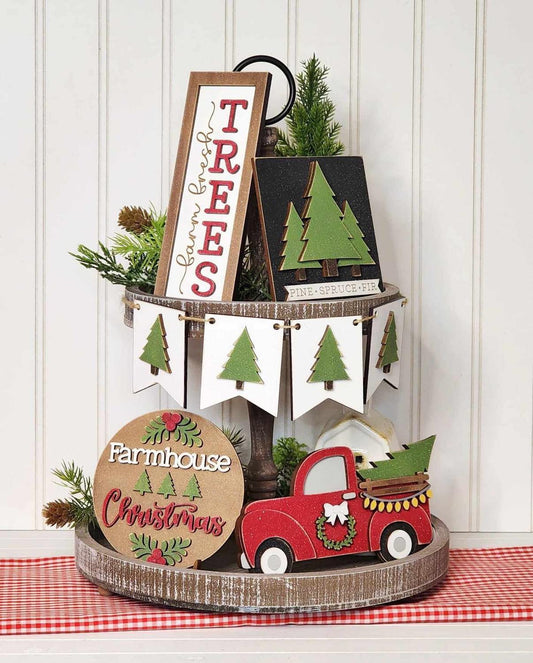 3D Tiered Tray Decor - Farm Fresh Trees