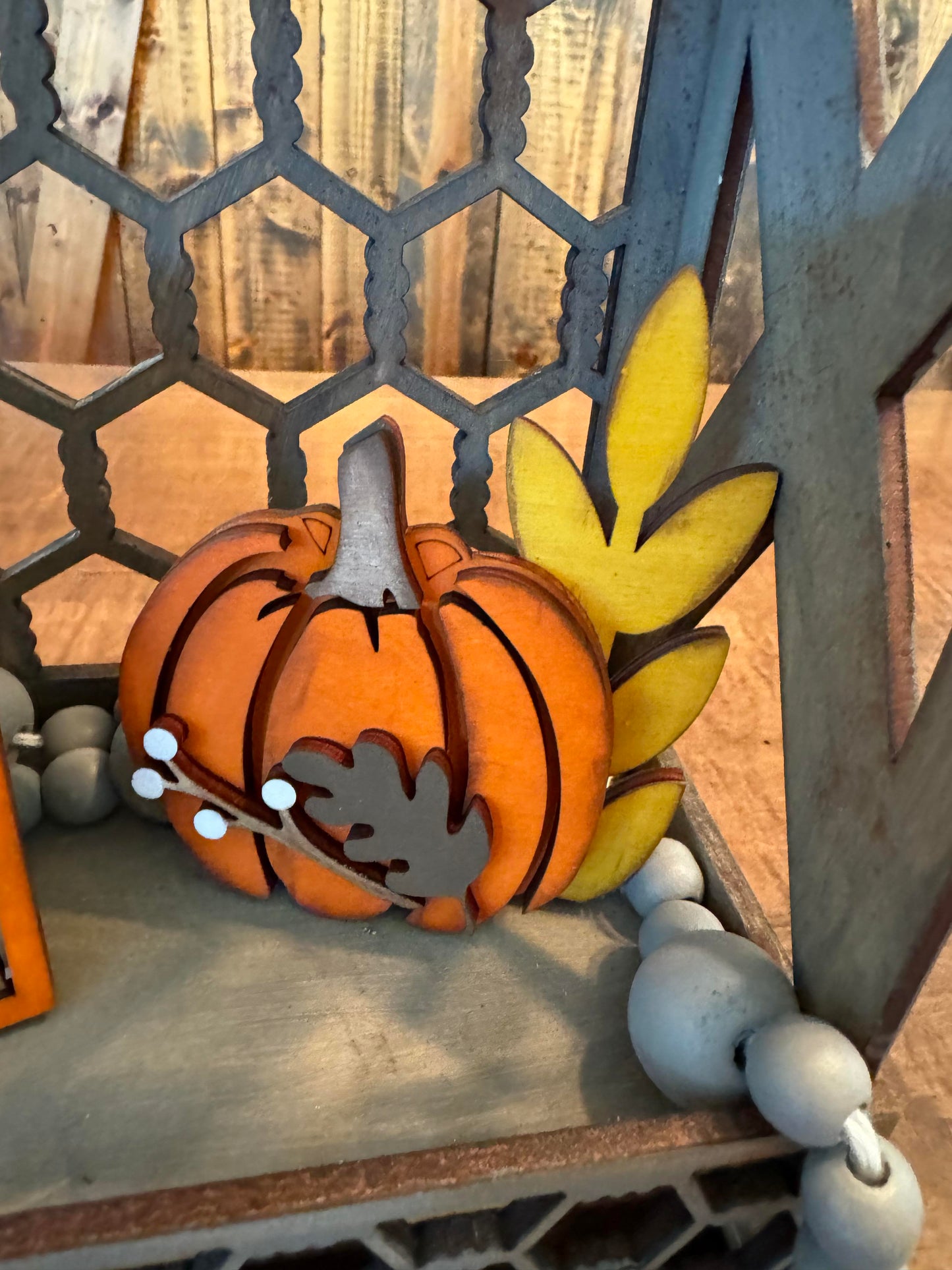 3D Tiered Tray Decor - Pumpkin Sunflower