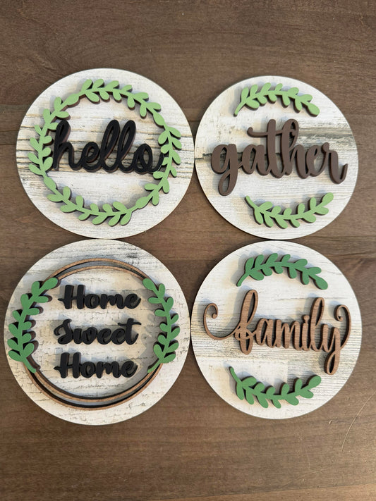 3D Interchangeable Round INSERTS - Family/Home/Gather