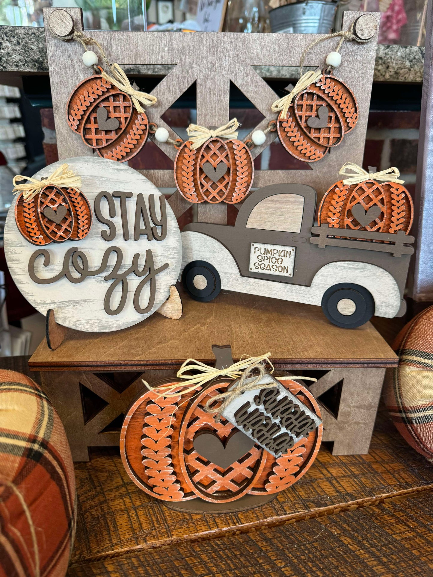 3D Tiered Tray Decor - Sweater Pumpkin