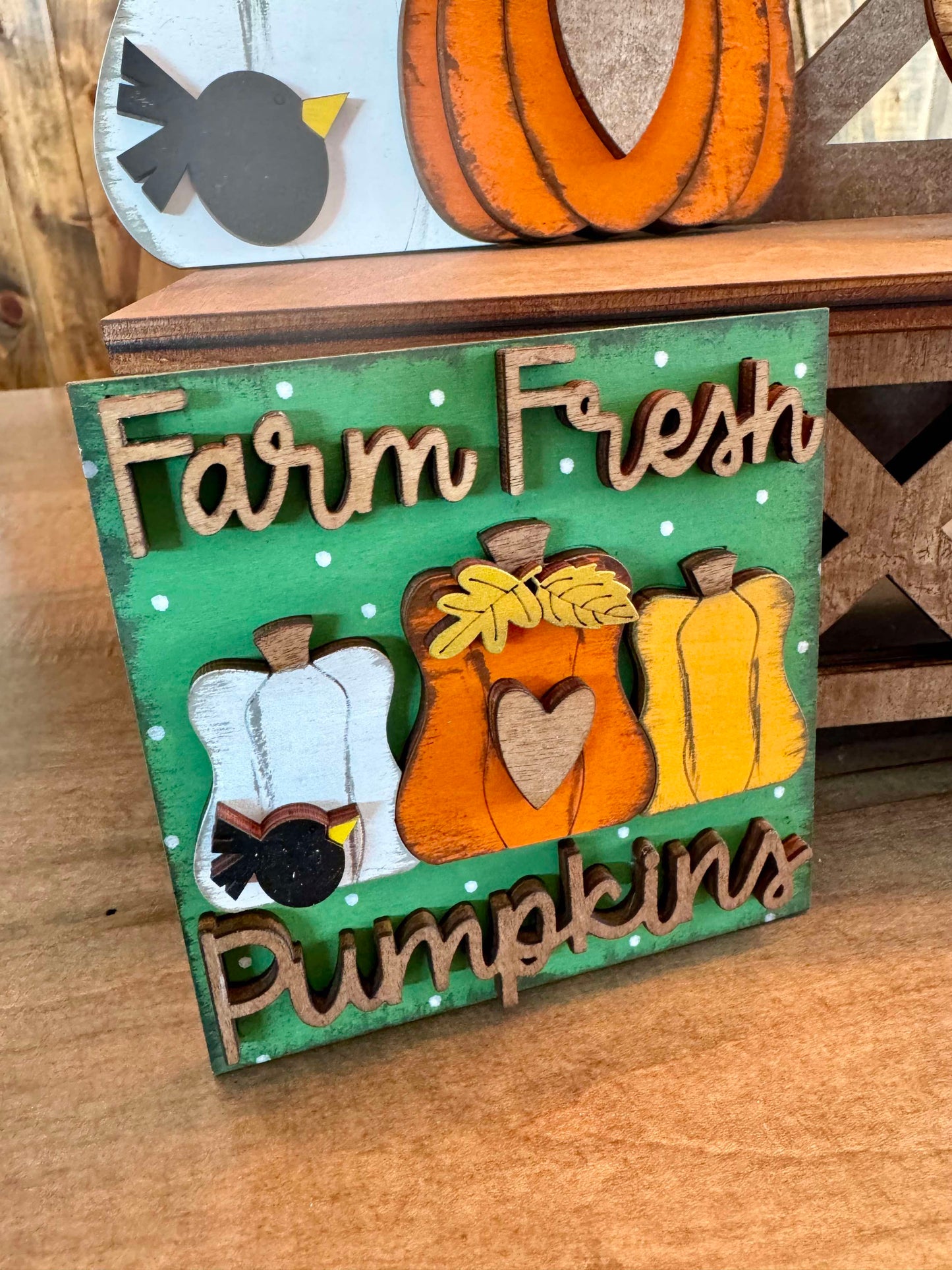 3D Tiered Tray Decor - Farm Fresh Pumpkins