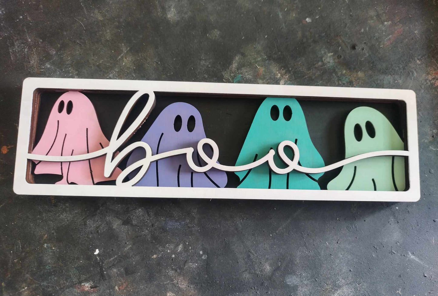 3D Framed Boo with Ghosts