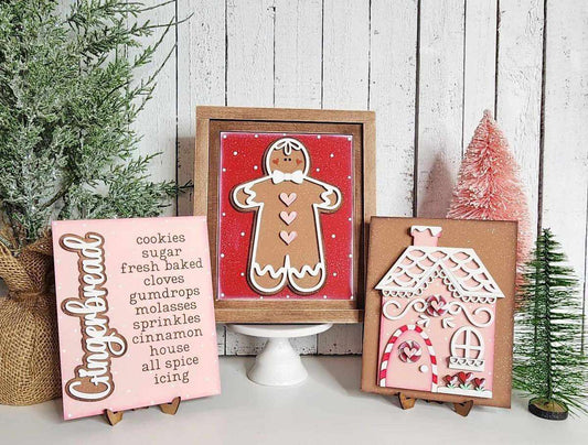 3D Christmas Gingerbread Sign Trio