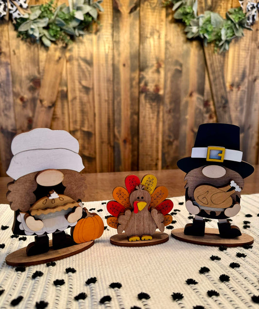 3D Standing Thanksgiving Pilgrim and Turkey