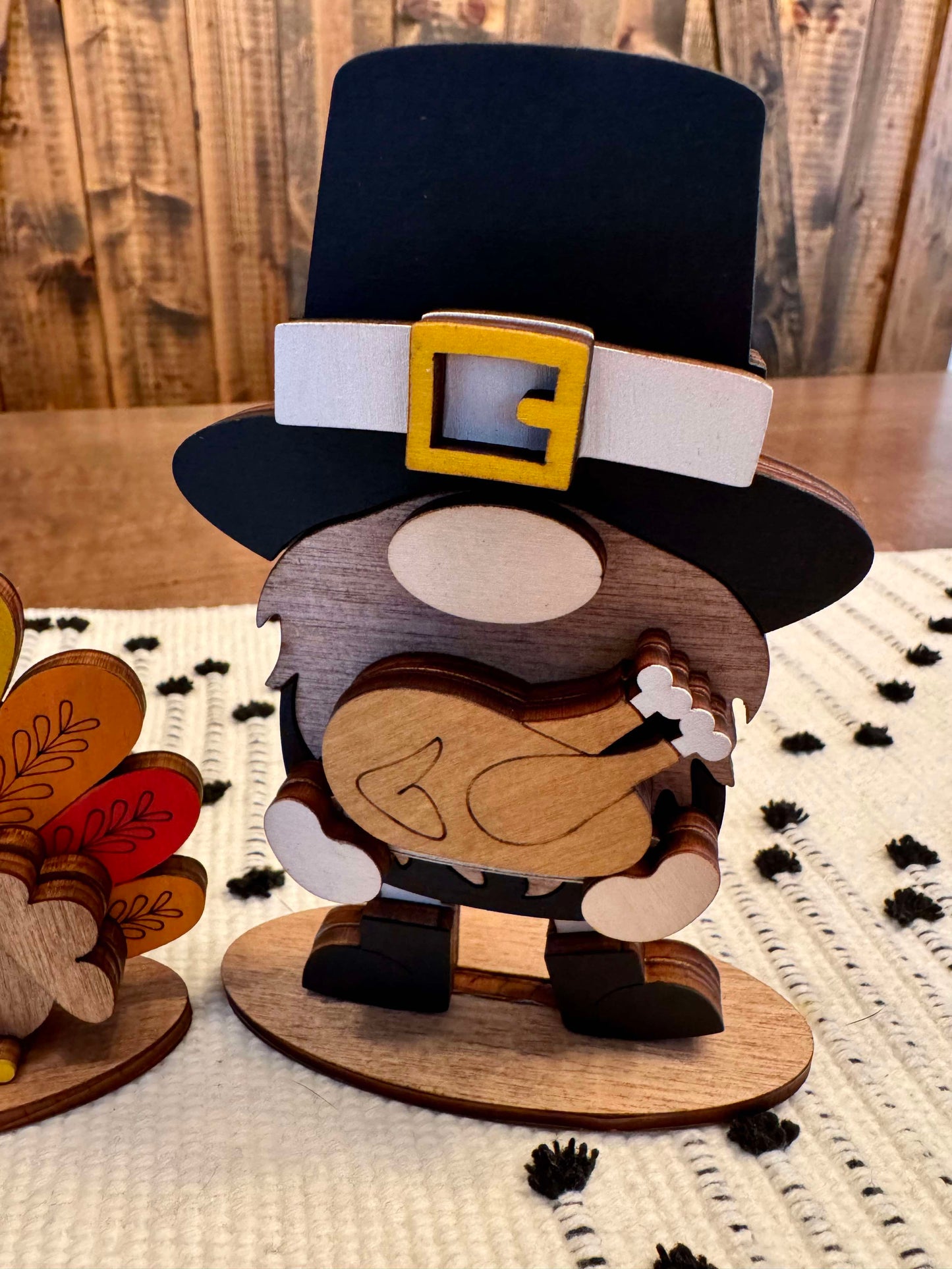 3D Standing Thanksgiving Pilgrim and Turkey