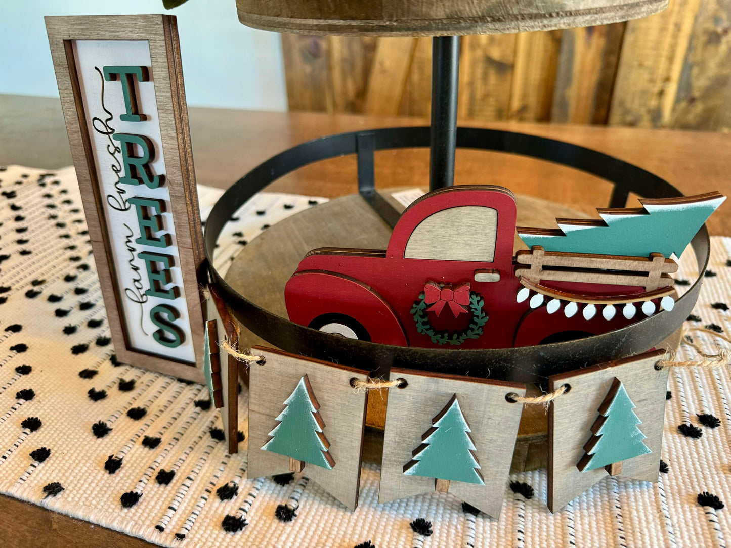 3D Tiered Tray Decor - Farmhouse Christmas with Truck