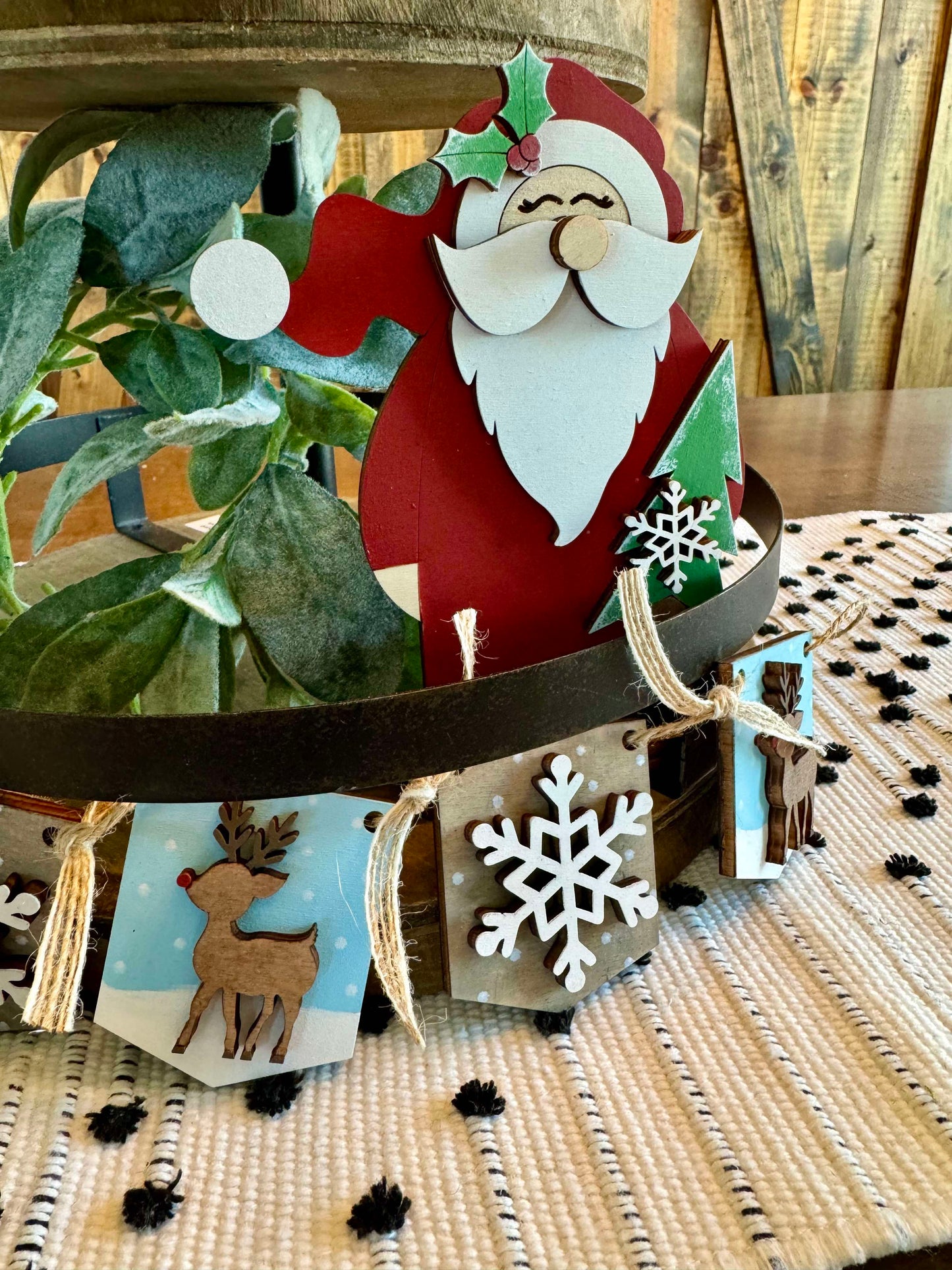 3D Tiered Tray Decor - Winter Santa and Reindeer