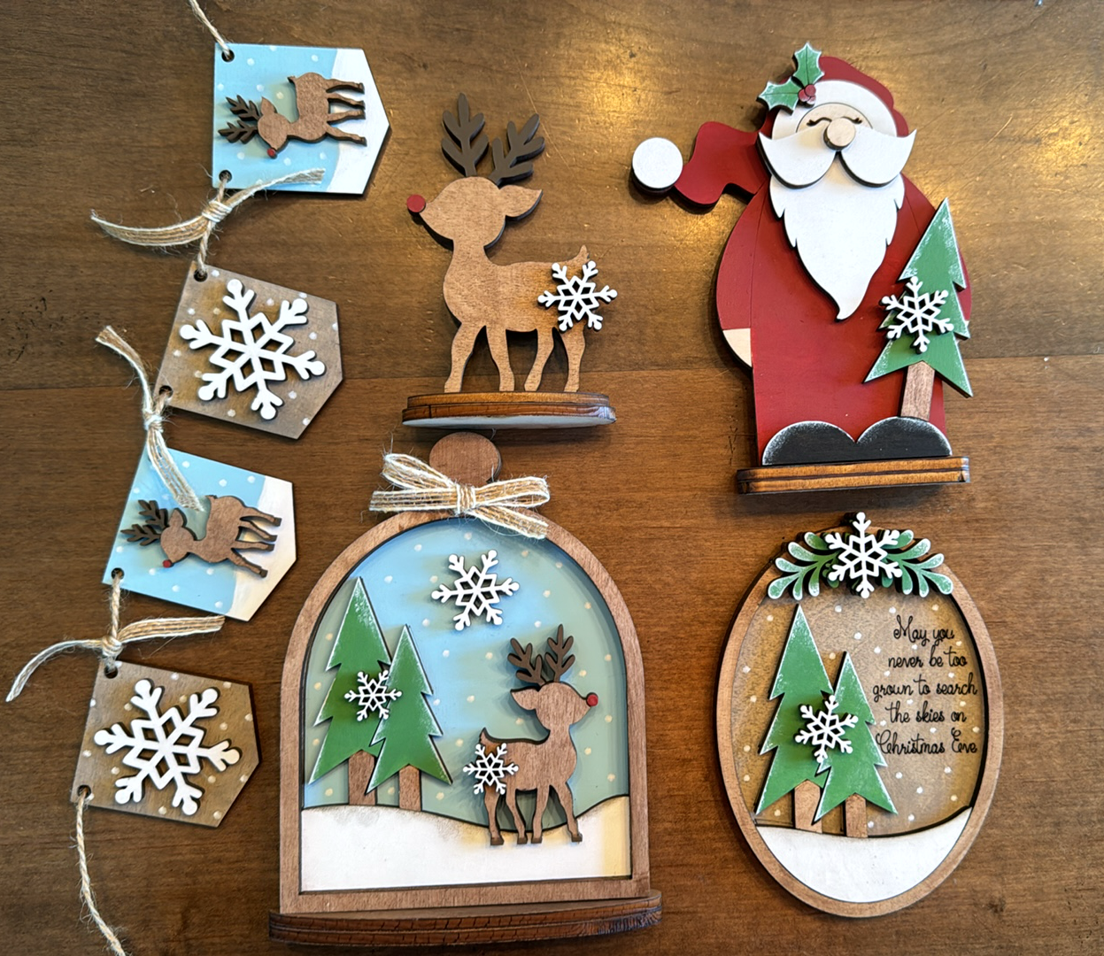 3D Tiered Tray Decor - Winter Santa and Reindeer