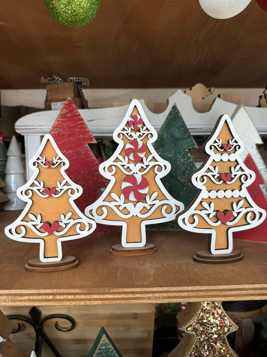 3D Christmas Gingerbread Tree Trio