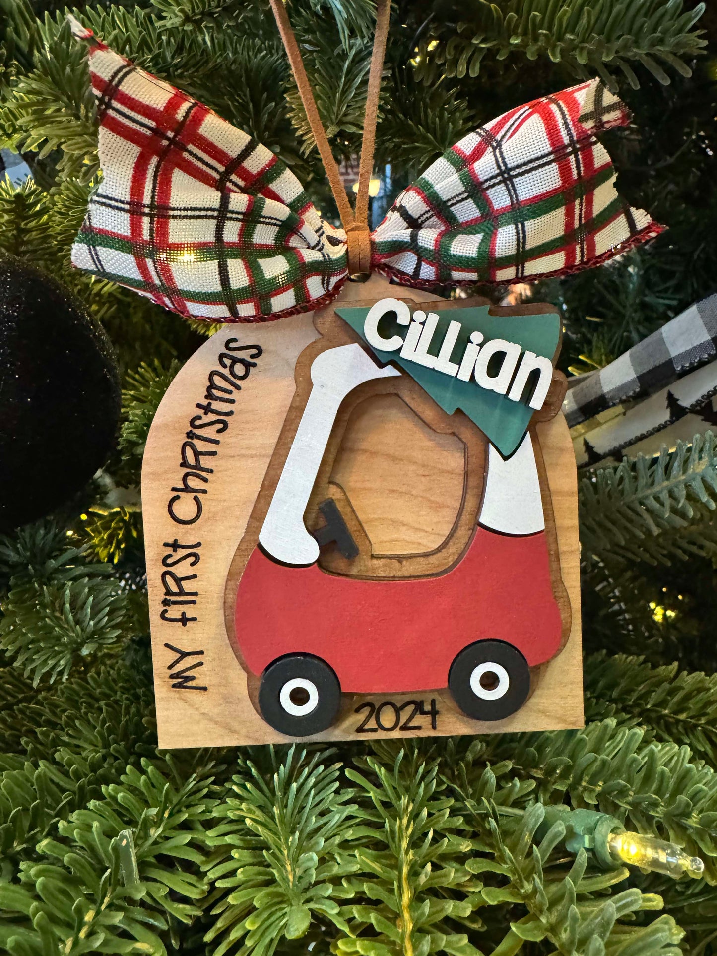 Ornament - My First Christmas Car with Tree Childs Name