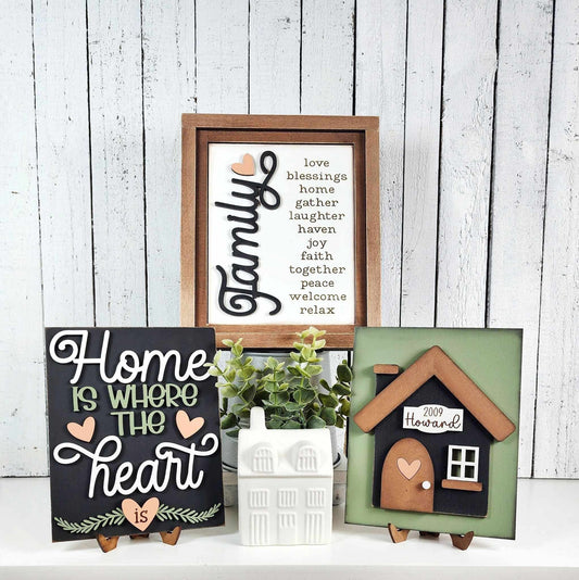 3D Family Home Sign Trio