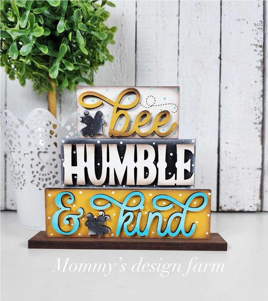 3D Boxy Book Stack - Bee Humble & Kind