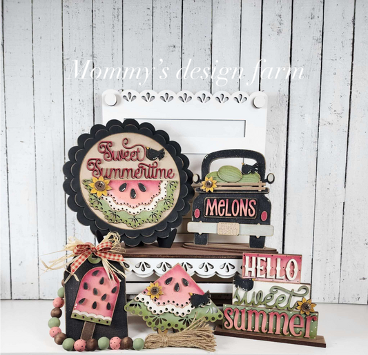 3D Tiered Tray Decor - Vintage Watermelon