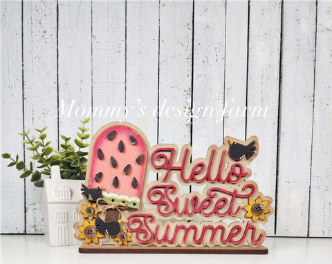 3D Standing Vintage Hello Sweet Summer