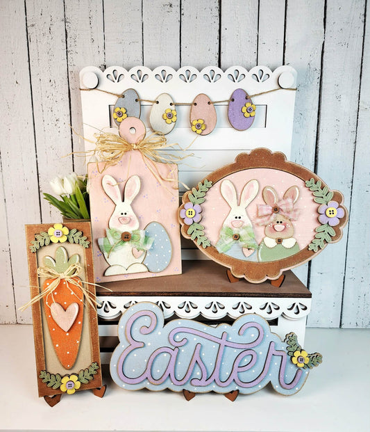 3D Tiered Tray Decor - Easter - Bunny & Carrot