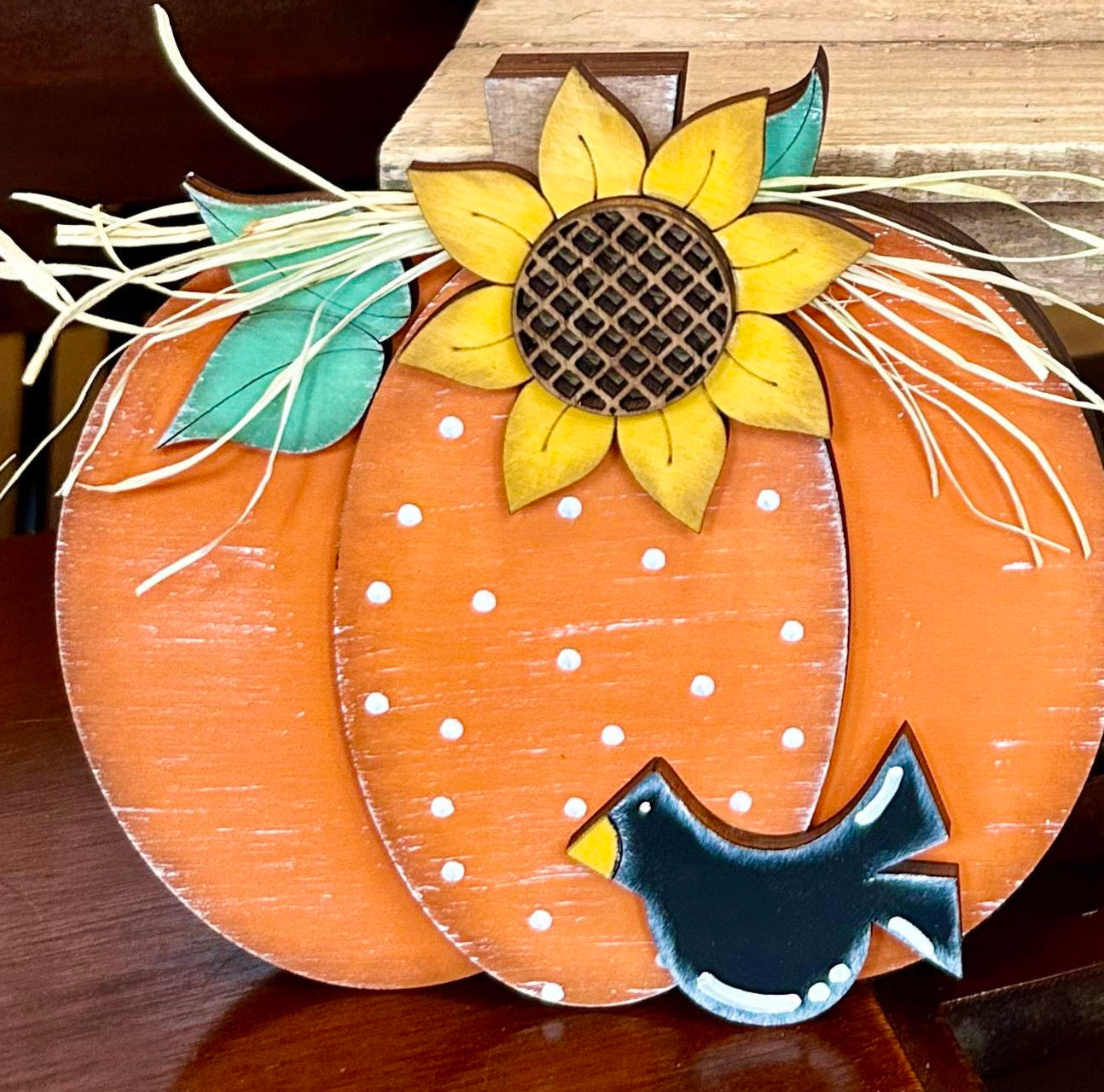 3D Freestanding Pumpkins with crow and sunflower