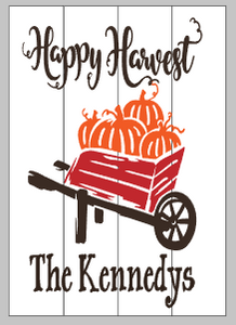 Happy Harvest Pumpkin wagon with family name