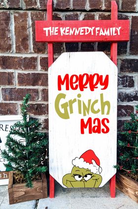 Winter Sled - Merry Mean one with family name