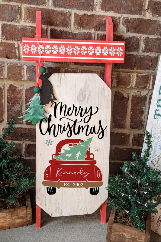 Winter Sled - Merry Christmas with truck