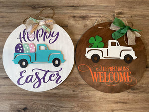 3D Door hanger Reversible truck - St Patrick's Day and Easter