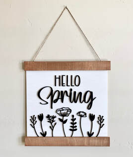 3D Hello Spring with Flowers