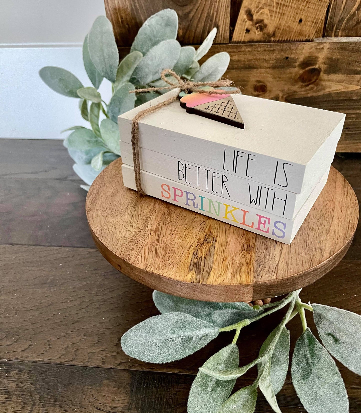 Tiered Tray Mini Book Stack - Life is better with sprinkles